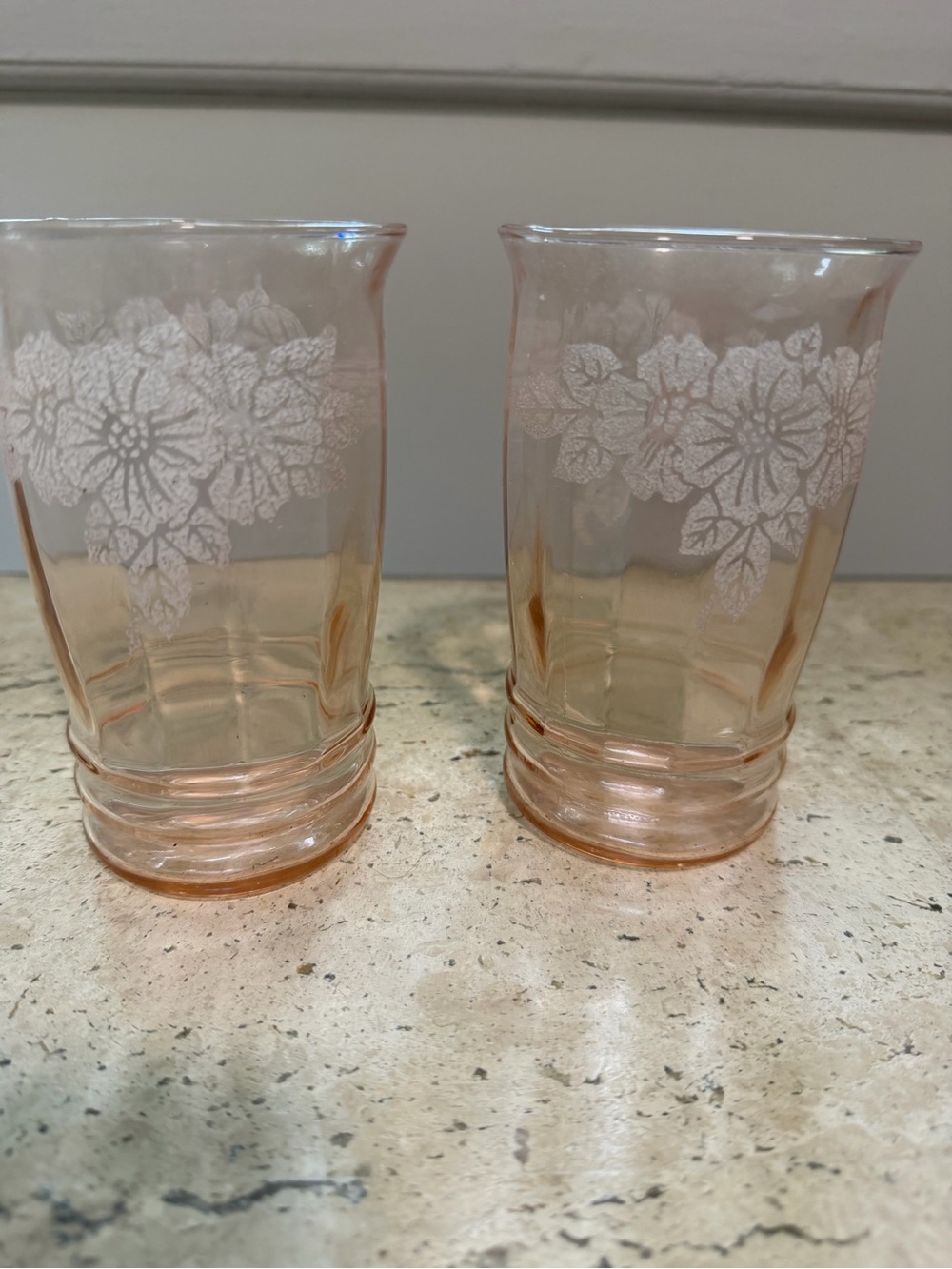 2 MacBeth-Evans Depression Pink Dogwood 5" Tumblers Excellent Cond 1929-32